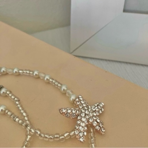 Handmade “Nadine” Starfish Pearl Hand Chain Slave Bracelet Ring Jewelry Beachy - Picture 5 of 11